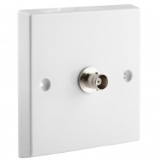 White BNC Wall Plate 1 Nickel plated on brass Terminal - Solder tabs rear