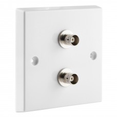 White BNC Wall Plate 2 Nickel plated on brass Terminal - No Soldering Required