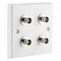 White BNC Wall Plate 4 Nickel plated on brass Terminal - No Soldering Required