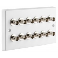 White BNC Wall Plate 12 Nickel plated on brass Terminal - No Soldering Required