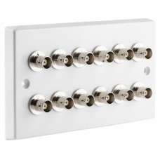 White BNC Wall Plate 12 Nickel plated on brass Terminals - Solder tabs rear