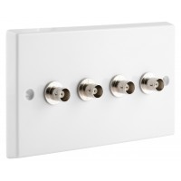 White BNC Wall Plate 4 Nickel plated on brass Terminal - No Soldering Required