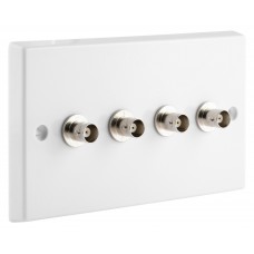 White BNC Wall Plate 4 Nickel plated on brass Terminals - Solder tabs rear