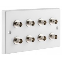 White BNC Wall Plate 8 Nickel plated on brass Terminal - No Soldering Required