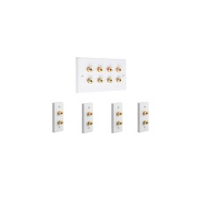 Complete Dolby 4.0 Surround Sound Speaker Wall Plate Kit - No Soldering Required