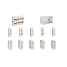 5.0 10 Binding Post Audio AV Speaker Wall Plate and Dry Lining Back Boxes. Architrave. White Square Edge. No Soldering Required