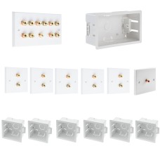 Complete Dolby 5.1 Surround Sound Speaker Wall Plate Kit including flush dry lining back boxes - No Soldering Required