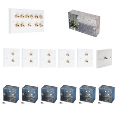 Complete Dolby 5.1 Surround Sound Speaker Wall Plate Kit including extra deep 47mm metal back boxes - No Soldering Required