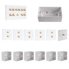 Complete Dolby 5.1 Surround Sound Speaker Wall Plate Kit including plastic surface mounted back boxes - No Soldering Required