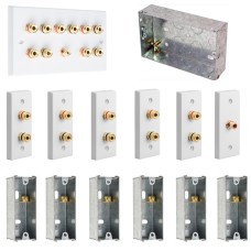 Complete Dolby 5.1 Surround Sound Speaker Architrave Wall Plate Kit including 47mm deep flush metal back boxes - No Soldering Required