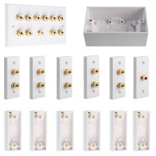 Complete Dolby 5.1 Surround Sound Speaker Architrave Wall Plate Kit including plastic surface mount back boxes - No Soldering Required