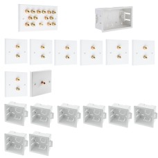 Complete Dolby 7.1 Surround Sound Speaker Wall Plate Kit including extra deep 47mm flush dry lining back boxes - No Soldering Required