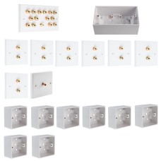 Complete Dolby 7.1 Surround Sound Speaker Wall Plate Kit including extra deep 47mm plastic surface mount back boxes - No Soldering Required