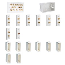 Complete Dolby 7.1 Surround Sound Speaker Architrave Wall Plate Kit including flush dry lining back boxes - No Soldering Required