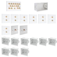 Complete Dolby 7.2 Surround Sound Speaker Wall Plate Kit including extra deep 47mm flush dry lining back boxes - No Soldering Required