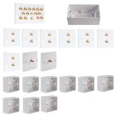 Complete Dolby 7.2 Surround Sound Speaker Wall Plate Kit including extra deep 47mm plastic surface mount back boxes - No Soldering Required