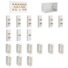 Complete Dolby 7.2 Surround Sound Speaker Architrave Wall Plate Kit including flush dry lining back boxes - No Soldering Required