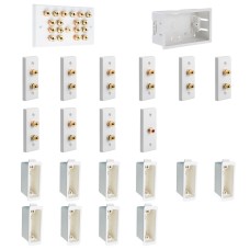 Complete Dolby 9.1 Surround Sound Speaker Architrave Wall Plate Kit including flush dry lining back boxes - No Soldering Required