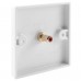 Architrave White square edge 1.1 Speaker Wall Plate 2 Terminals + RCA Phono Socket - No Soldering Required