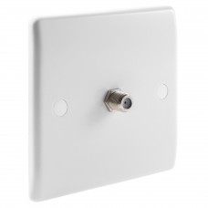 White Satellite F-type Slimline Wall Plate 1 x Nickel plated post - No Soldering Required