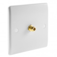 White Satellite F-type Slimline Wall Plate 1 x Gold plated post - No Soldering Required