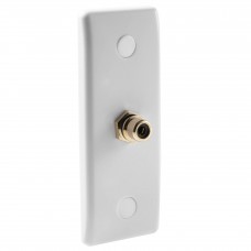 Slim Line - Architrave - 1 x BLACK RCA Phono Audio Wall Plate - White - 1 Terminal - No Soldering Required