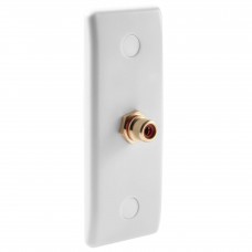 Slim Line - Architrave - 1 x RED RCA Phono Audio Wall Plate - White - 1 Terminal - No Soldering Required