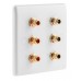 Slim Line White - 6 x RCA Phono Audio Wall Plate - 6 Terminals - No Soldering Required