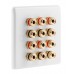 SlimLine White 6.0 - 12 Binding Post Speaker Wall Plate - 12 Terminals - No Soldering Required