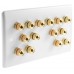 SlimLine White 7.0 2 Gang - 14 Binding Post Speaker Wall Plate - 14 Terminals - No Soldering Required
