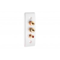 White 1.1 Slimline Architrave Speaker Wall Plate 2 Terminals + RCA Phono Socket - No Soldering Required