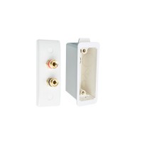 2 Binding Post Audio AV Speaker Wall Plate and Dry Lining Back Box. Architrave. White Slimline. No Soldering Required