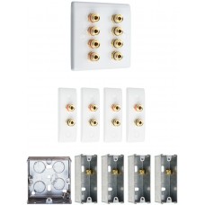 Complete Dolby 4.0 Surround Sound Slimline Speaker Wall Plate Kit + metal back boxes - No Soldering Required