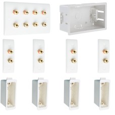 Complete Dolby 4.0 Surround Sound Slimline Speaker Wall Plate Kit + flush dry lining back boxes - No Soldering Required