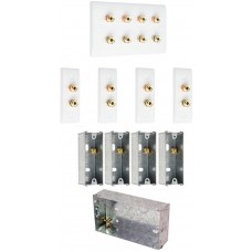 Complete Dolby 4.0 Surround Sound Slimline Speaker Wall Plate Kit + metal back boxes - No Soldering Required
