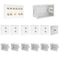 Complete Dolby 5.1 Surround Sound Slimline Speaker Wall Plate Kit + flush dry lining back boxes - No Soldering Required