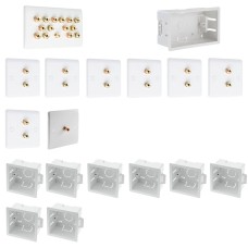 Complete Dolby 7.1 Surround Sound Slimline Speaker Wall Plate Kit + flush dry lining back boxes - No Soldering Required