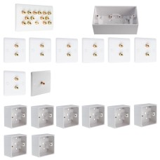Complete Dolby 7.1 Surround Sound Slimline Speaker Wall Plate Kit + plastic surface mount backing boxes - No Soldering Required