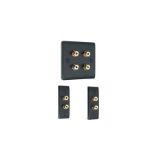 Matt Black 2.0 Surround Sound Audio AV Speaker Wall Face Plate Kit - NON SOLDER