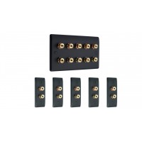 Matt Black 5.0 Surround Sound Audio AV Speaker Wall Face Plate Kit - NON SOLDER