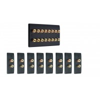 Matt Black 8.0 Surround Sound Audio AV Speaker Wall Face Plate Kit - NON SOLDER