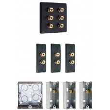 Complete Dolby 3.0 Matt Black Surround Sound Slimline Speaker Wall Plate Kit + metal back boxes - No Soldering Required