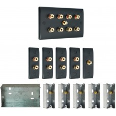 Complete Dolby 4.1 Matt Black Surround Sound Slimline Speaker Wall Plate Kit + metal back boxes - No Soldering Required