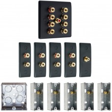 Complete Dolby 4.1 Matt Black Surround Sound Slimline Speaker Wall Plate Kit + metal back boxes - No Soldering Required