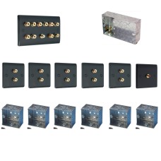 Complete Dolby 5.1 Matt Black Surround Sound Slimline Speaker Wall Plate Kit + flush metal back boxes - No Soldering Required