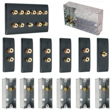 Complete Dolby 5.1 Matt Black Surround Sound Slimline Speaker Wall Plate Kit + flush metal back boxes - No Soldering Required