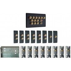 Complete Dolby 6.2 Matt Black Surround Sound Slimline Speaker Wall Plate Kit + metal back boxes - No Soldering Required