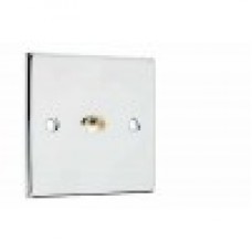Polished Chrome Satellite F-type Wall Plate 1 x Gold plated post - No Soldering Required