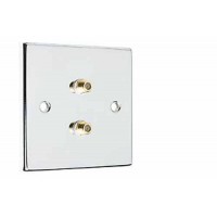Polished Chrome Satellite F-type Wall Plate 2 x Gold plated posts - No Soldering Required