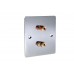 Chrome Polished Flat plate - 2 Binding Post Speaker Wall Plate - 2 Terminals - No Soldering Required